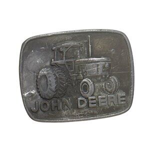 Vintage John‎ Deere Tractor Belt Buckle 1977 Metal Silver